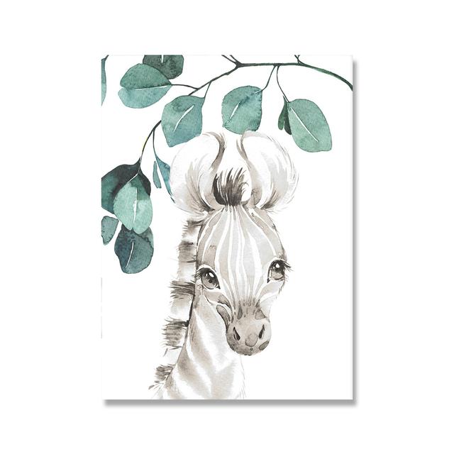 Safari Baby Animals Canvas Poster Nursery Zebra Giraffe Wall Art Print Eucalyptus Animal Painting Nordic Kid Bedroom Pictures