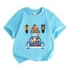Kids Boys Girls 100% Cotton Crew Neck Short Sleeve T-Shirt, Cute Cartoon Animal Police Dog Print Casual Tees for Children Summer Soft Breathable Daily