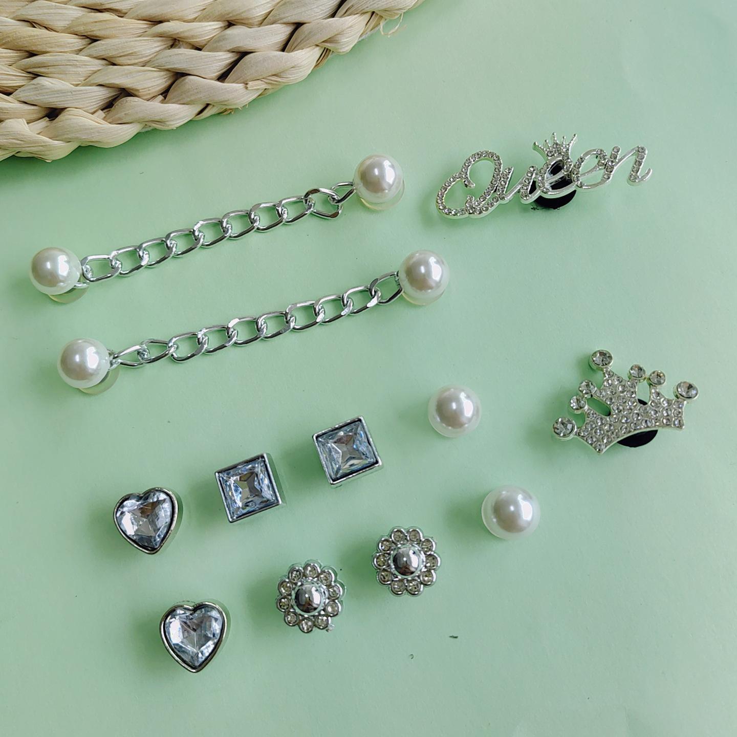 

Туфли с перекрестной шнуровкой, ювелирные аксессуары из алмазного сплава, серебристые буквы, съемная цепочка со стразами, DIY обувной цветок