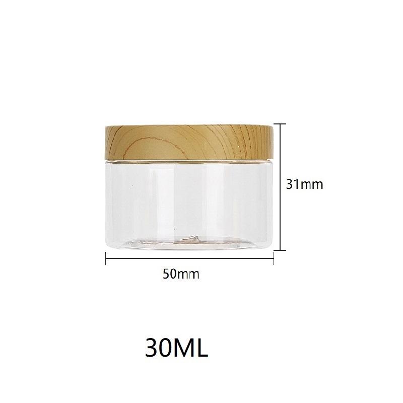 1Pc Plastic Clear Empty Jars Containers with Imitation Wood Texture 30ML-300ML Seasoning Storage Jars for Home Use with Lids