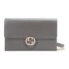 Double G Series Double G Logo Snap Closure Leather Woc Chain Bag Women Shoulder Bag Gray 510314-CAO0G-1226