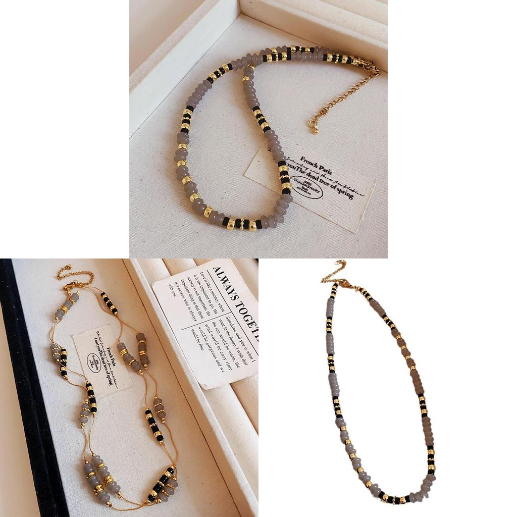 Collana con Perle di Agata Geometrica con Finitura Galvanica per Donne Eleganti