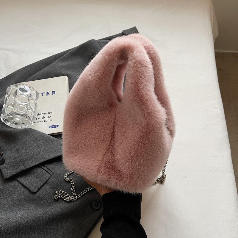 Plush bag women's autumn and winter new fashion trend chain messenger bag fluffy bucket bag