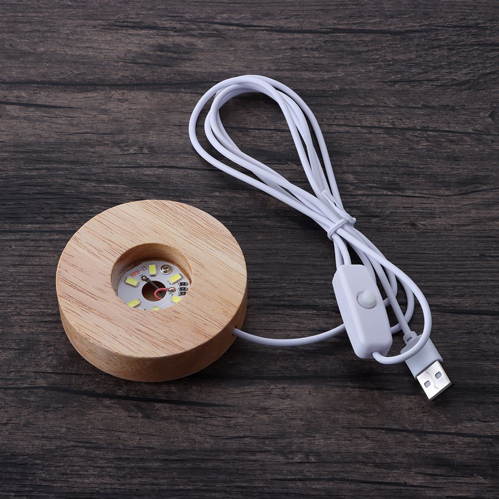 for Crystal Ball Home Decor Wooden Lighted Base Stand Color Changing LED Lights Display Base
