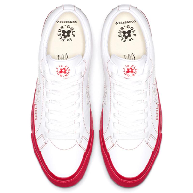 Golf Le Fleur*One x Converse One Star Synthetic Leather Small Flower Low-top Skate Shoes Unisex White and Red