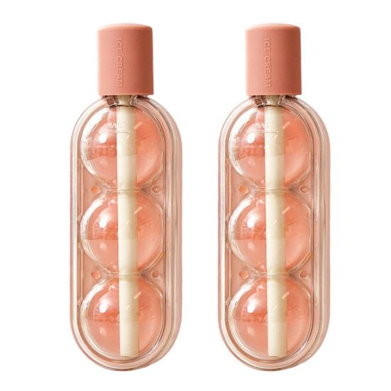 2Pcs 2-in-1 Silicone Popsicle Mold with Straw Quick Freezing Triple Balls Ice Ball Maker BPA-Free Summer Cool Water Drinks Bottle Ice Tray for Yogurt