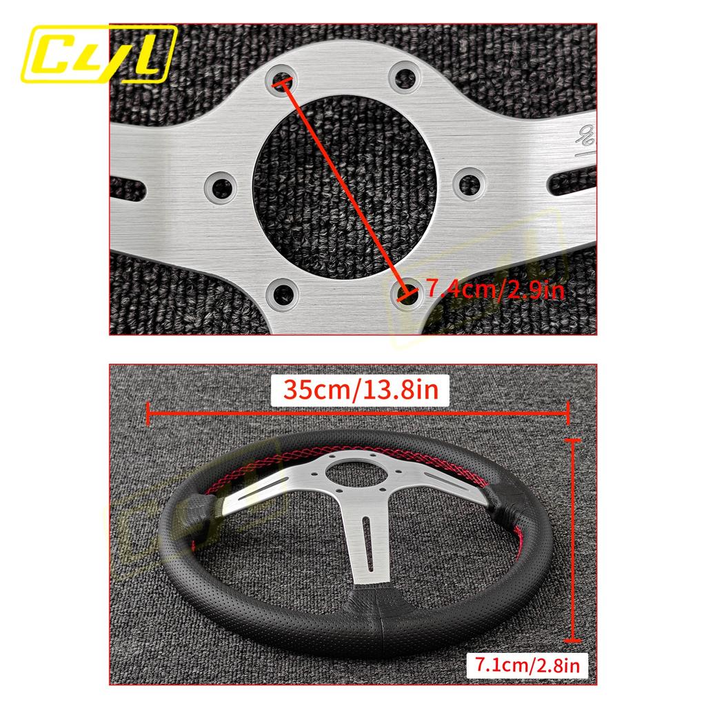 14inch 350mm Racing Leather Steering Wheel Universal Tuning Drift Sports Steering Wheel