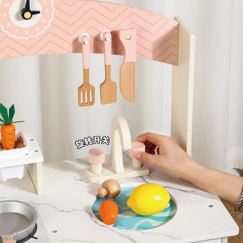 Bucătărie Mare de Lemn pentru Copii, Simulare, Roz, Che Che Le Suit Jucărie