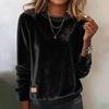 Damen Langarm Rundhals Casual Pullover Samtshirts