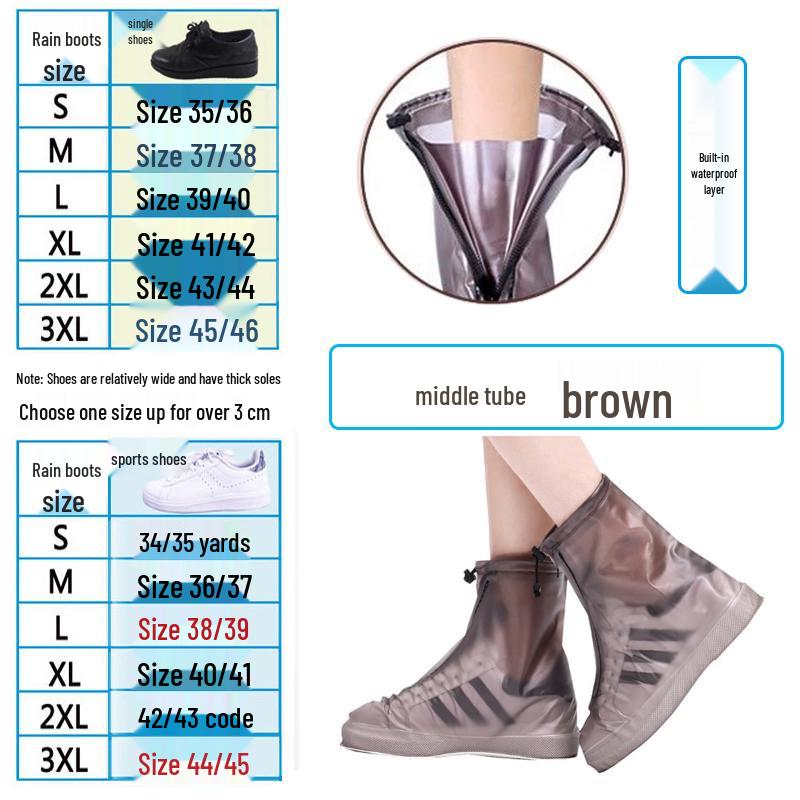 Men's & Women's Non-Slip Waterproof Overshoes - Thick, Wear-Resistant, High-Top Rain Boot Covers for Children & Adults