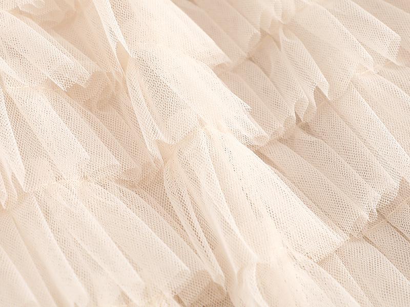 Autumn/Winter Layered Mesh Pleated High-Waisted Fluffy Long Skirt