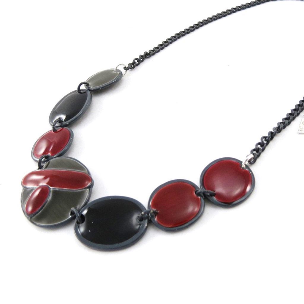 NOA [J1985] - Collier Créateur 'Arlequin' gris rouge