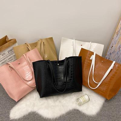 Sac cabas grande capacité tendance style coréen 2023 motif crocodile pour femmes