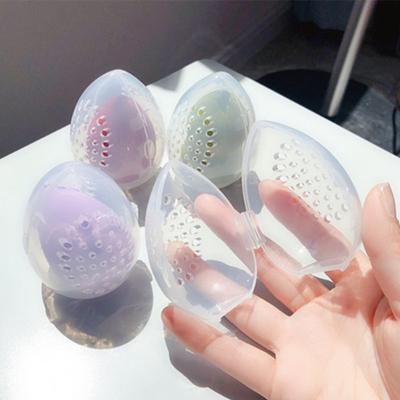 1 Stück Leere Transparente Puffs Trockenbox Aufbewahrungskoffer Tragbarer Schwammständer Kosmetisches Eiförmiges Gestell Make-up Puf Halter