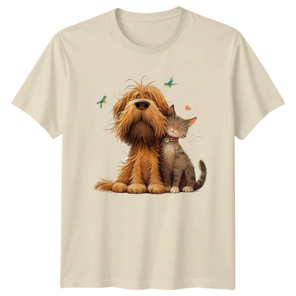 Dog Cat Friendship Animals Dogs And Cats Pet Lovers Unisex Unisex Graphic Unisex Tee