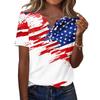 Women's T Shirt Independence Day Print Button Short Sleeve Daily Weekend Fashion Basic V- Neck Regular Top