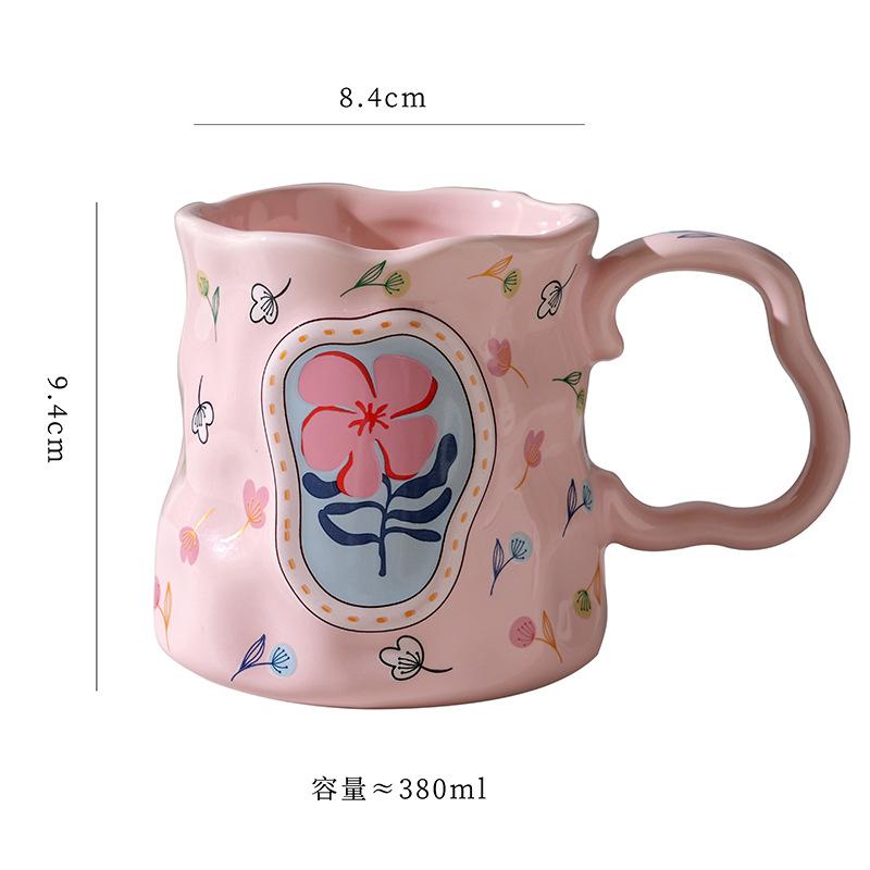 Dream Flower Bush Hand-Squeezed Ceramic Mug High Value Water Cup Design Souvenir Breakfast Cup Coffee Cup