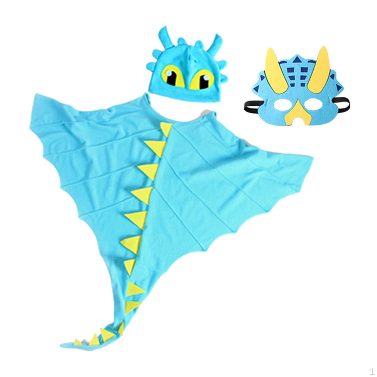Dragon Costume Cape Dinosaur Cosplay Accessories with Hat to Wear Halloween
