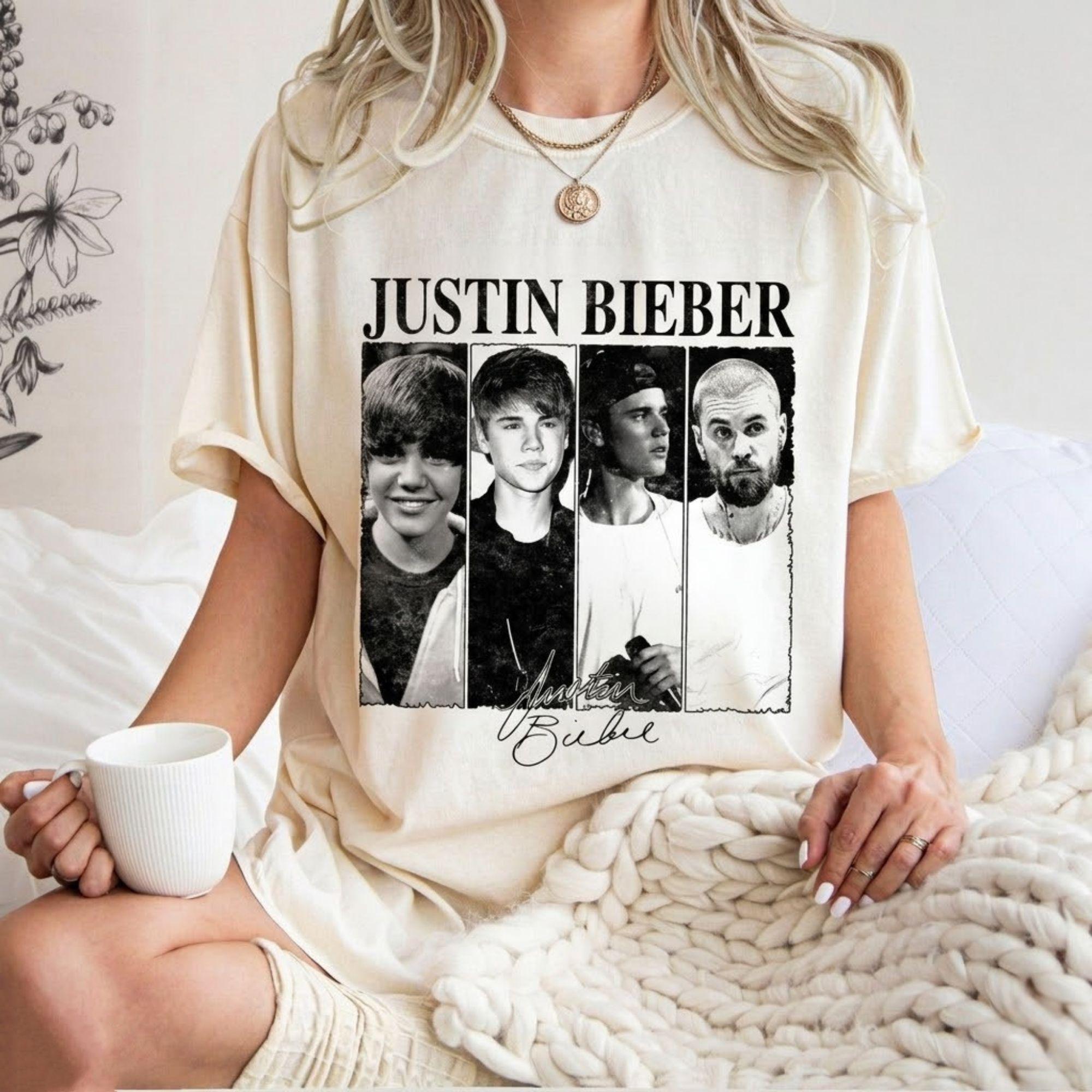 

Justin Biebers Music Journey Luxury Unisexs TShirt Unisex Cotton VNeck Short Sleeve 21st Century Fashion TShirt Fan Gift 2XL