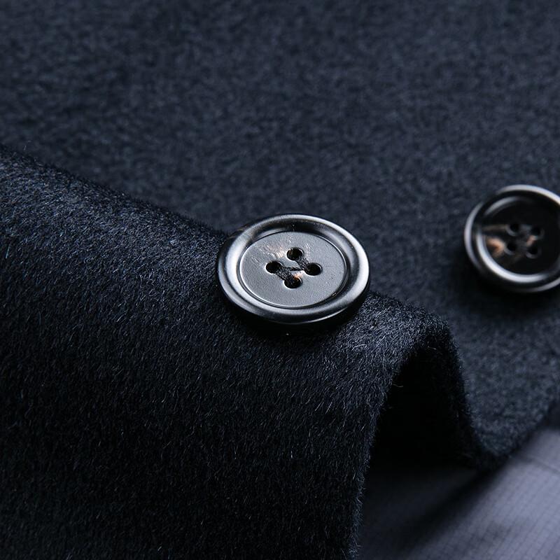 FAPAI Men's Business Stand Collar Wool Blend Overcoat