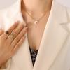 Korean Crescent Moon Zircon Necklace: Elegant Mother-of-Pearl Pendant for Women