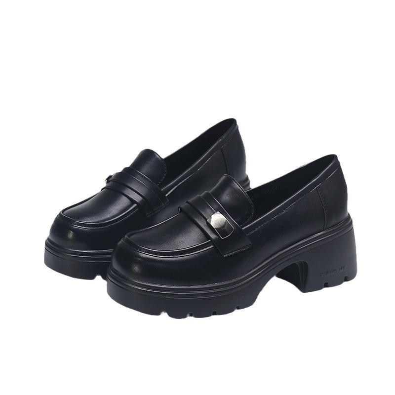 Spring and Summer New British Style Small Leather Shoes Round Head Muffin Bottom Soft Surface Soft Sole Single Shoes