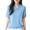 Doll Collar Ice Silk T-shirt Button-down New Summer Sweater Short-sleeved Age-reducing Top