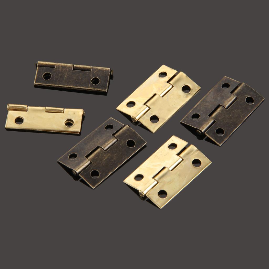DRELD 10Pcs 24*16mm Furniture Hinges Cabinet Drawer Door Butt Hinge Antique Bronze/Gold Decorative Hinges For Jewelry Box+Screws