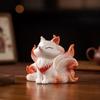 Nine Tailed Fox Statue Ceramic Animal Sculpture Mythical Creature Home Decor Living Room Tabletop Ornament Oriental Art Gift