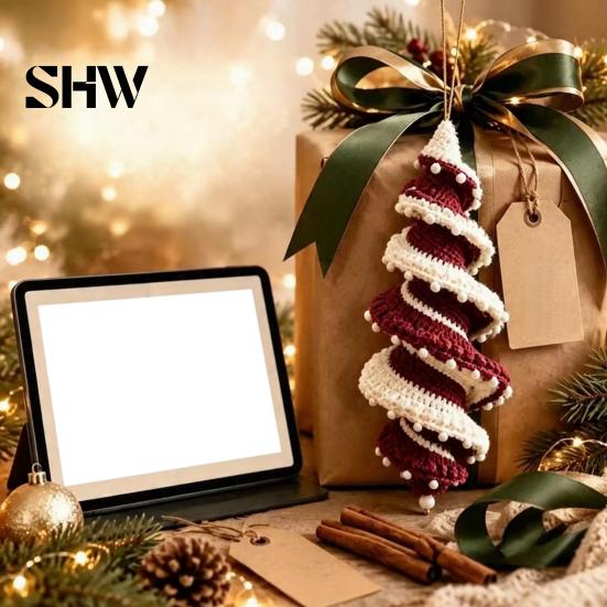 Relaxing Crafting Hobbies Christmas Ornament Crochet Kit, DIY Spiral Tree Starter Xmas Easy Craft Kits for Adults Kit Holiday Home Decoration,