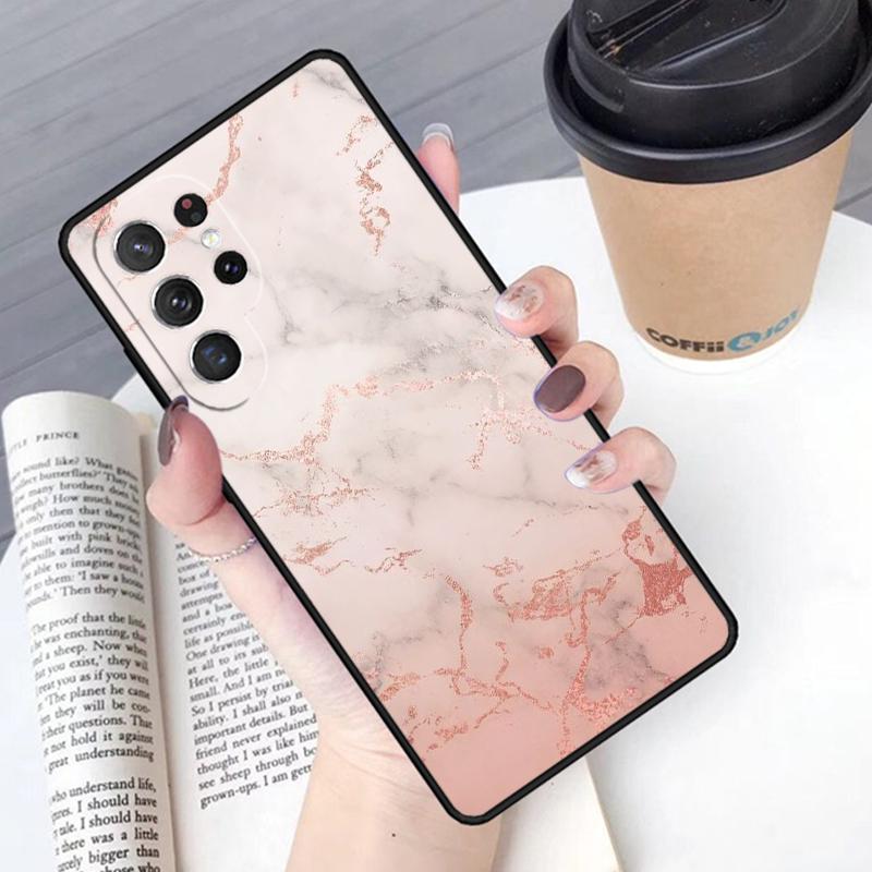 Pink Gold Marble Art Phone Case Cover For Samsung Galaxy S24 S25 Ultra S21 S22 Ultra S10E Note 10 Plus Note 20 FE S23