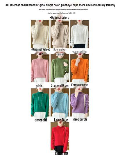 2025 Women's Wool Jacquard Pullover: Cozy Half-High Neck Sweater with Long Sleeves and Age-Reducing Design.