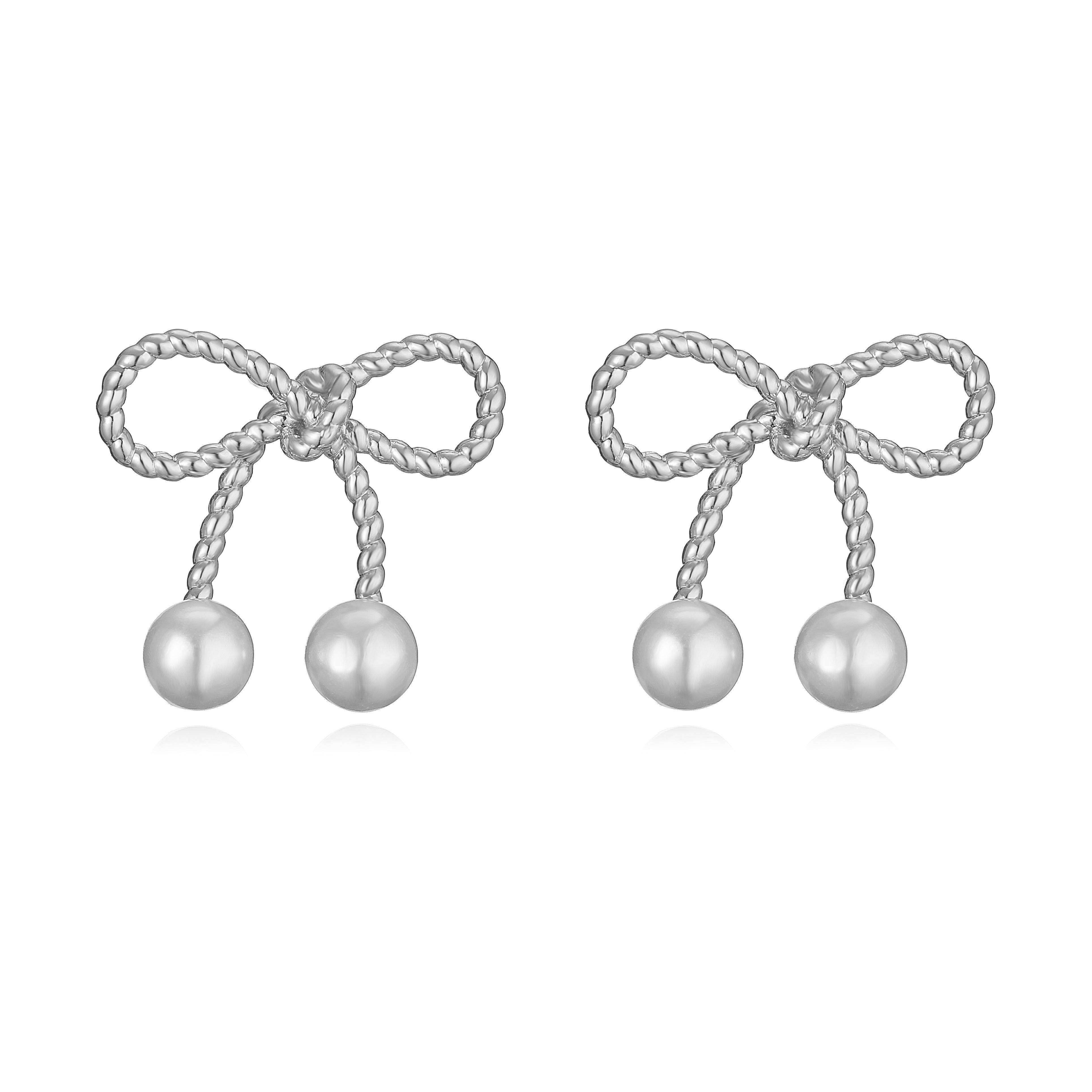 

HECHENG,18k Gold Plated Brass Inlaid Zircon Bow Knot Post Earrings,Zircon Accessories Wholesale
