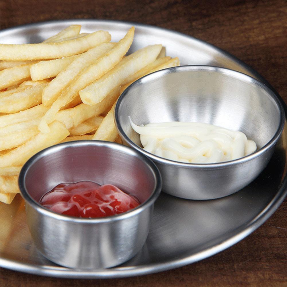 304 Stainless Steel Saucer Sauce Dish Cup Appetizer Serving Tray Household Kitchen Restaurant