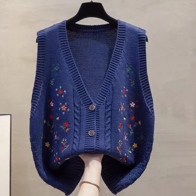 Sweaters Coat Cardigan for Women Autumn Winter Large Size Vintage Loose Sleeveless Knit Cardigan Sweaters Jacket