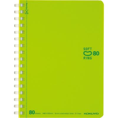 KOKUYO Notebook Soft Ring Dotted B Ruled A6 80 Sheets Yellow Green S-SV358BT-LG
