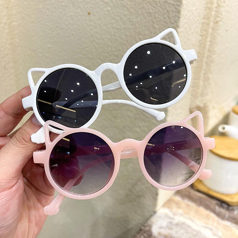 Children's sunglasses Cat's ears round colored glasses sunshade shopping modeling glasses