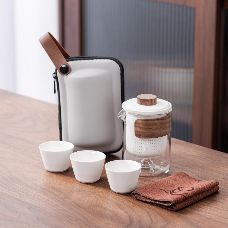 Travel Tea Set Gift Glass Outdoor Pot Three Cups High-end Ceramic Express Cup Bubble Teapot Teacup