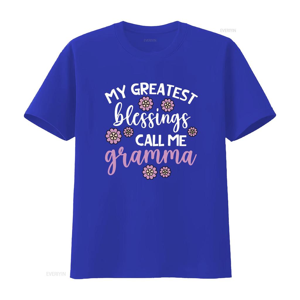 Cute Floral Greatest Blessings Call Me Gramma Quote Print Casual T Shirt Vintage Washed Versatile Stylish Fashion Graphic