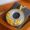 Gold-Plated Clavicle Chain Necklace with Hetian Jade - Elegant Retro Fashion for Women