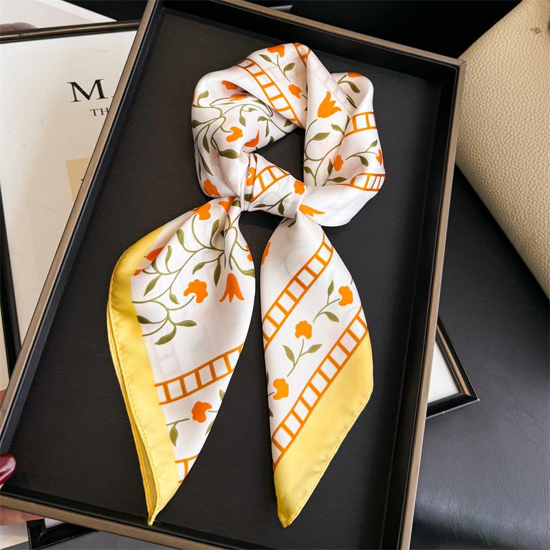 Luxury Printing Silk Square Scarf Women Neck Hair Tie Band Beach Hijab Kerchief Head Headbands Bandana Female Foulard 70Cm