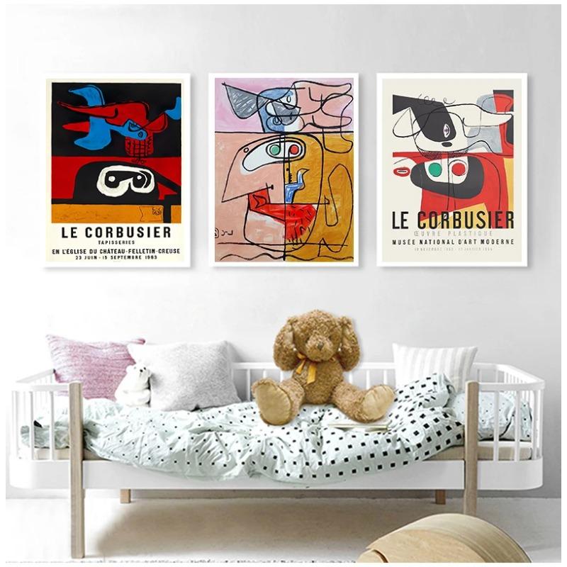 Poster della mostra francese di Le Corbusier Vintage Autrement Immagini astratte Moderne decorazioni per dipinti su tela astratti della metà del secolo