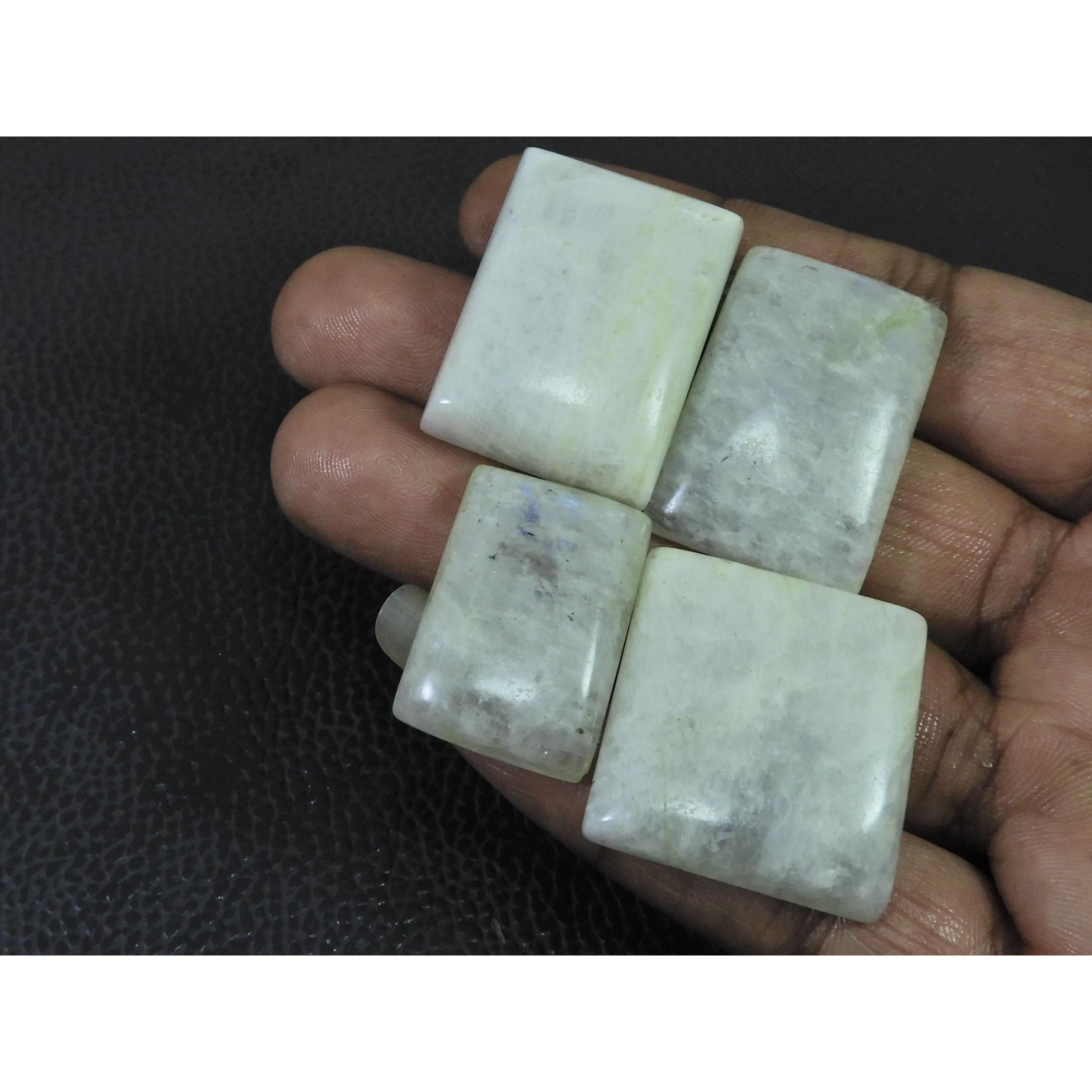 4Pcs Natural Rainbow Moonstone Octagon Cabochon Loose Gemstone Lot 257Cts. A-818