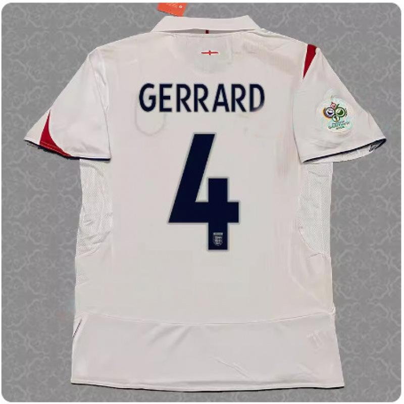 2006 England jersey home No. 7 Beckham long-sleeved football jersey retro 06 World Cup 4 Gerrard