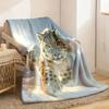 2026 New Arrivals Contemporary Snow Leopard Playful Pattern Throw Blanket Soft Flannel Cozy Wrap for All Seasons Animal Themed Pol