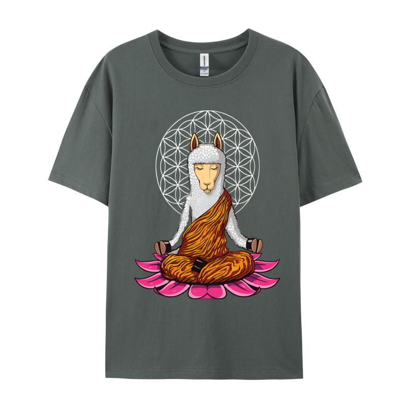 Llama Buddha Zen Yoga Alpaca Meditation TShirt T Shirts Funky Unisex T Shirt Leisure Cotton T Shirt Design