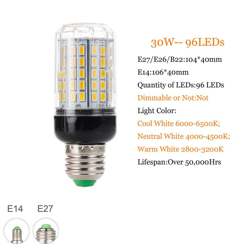 7W-35W Led Corn Light Bulbs E27 E14 Bulb 220v Lamp for Living Room 3000K-6500K Energy-saving Bedroom Lampada 360° Lighting