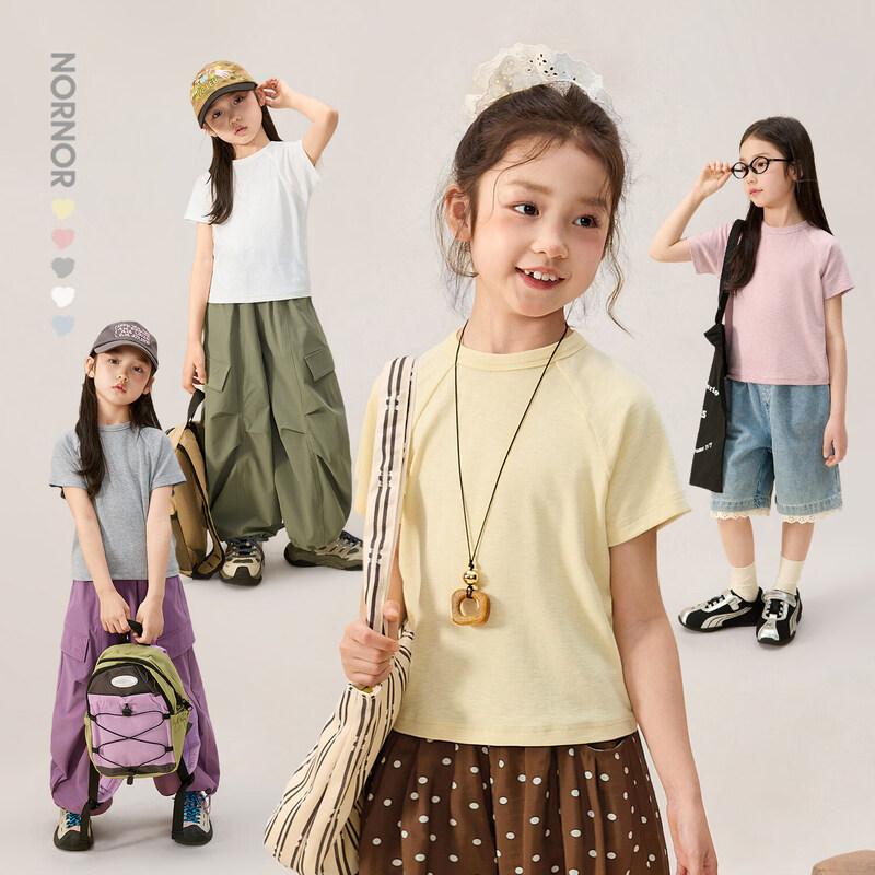 LUSON Girls  2026 Summer Breathable Short Sleeve T-shirt 160