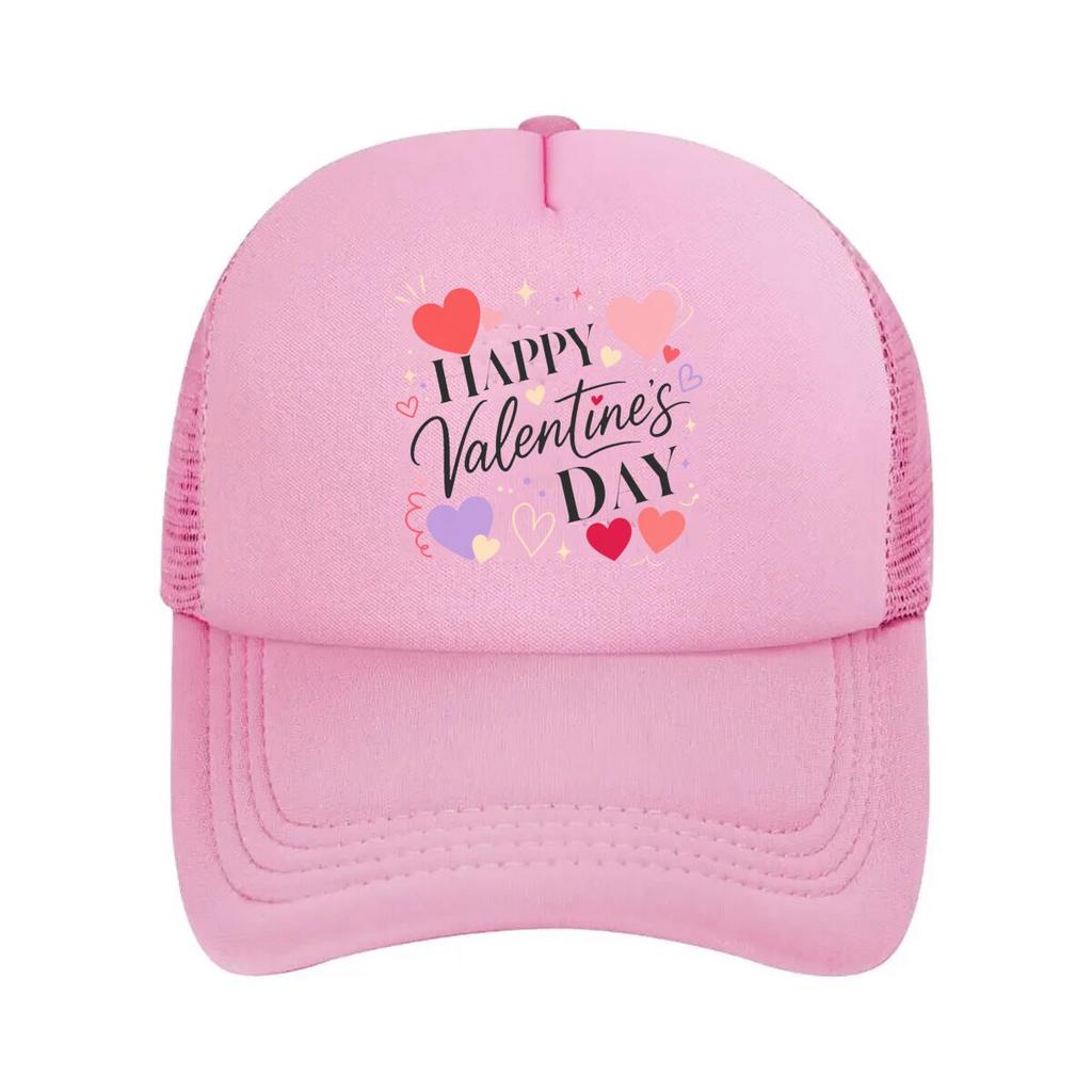 Sweet Valentine Hearts Lettering Cel Mesh Baseball Cap Polyester Forward Observations Hat Adjustable Golf Hat Summer