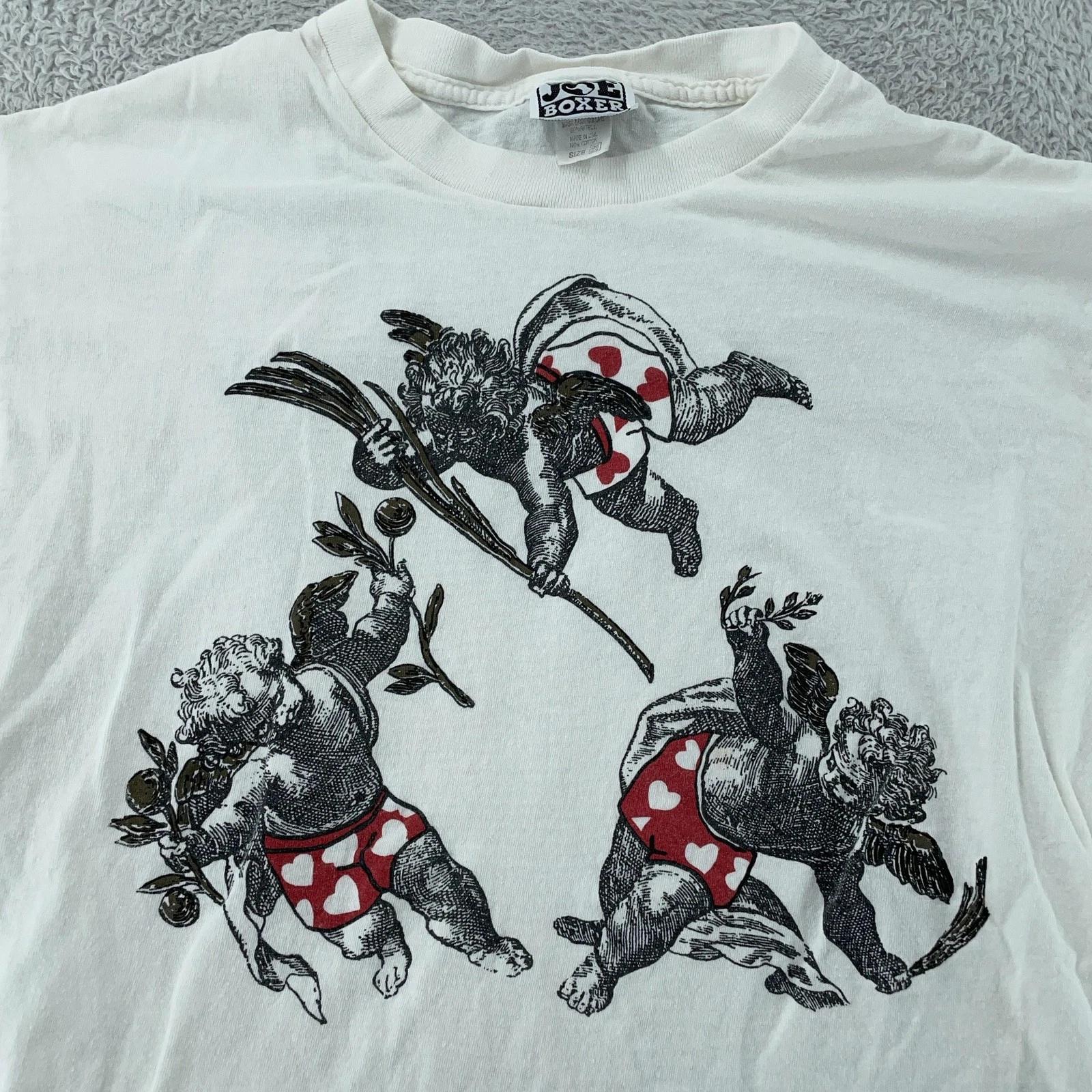 

Vintage Joe Boxer Cupid Cherub Hearts T-Shirt Mens Medium Art Made USA 90s 2XL